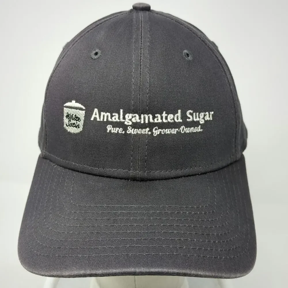 New Era Baseball Cap Gray M Amalgamated Sugar White Satin Stretch Fit Hat